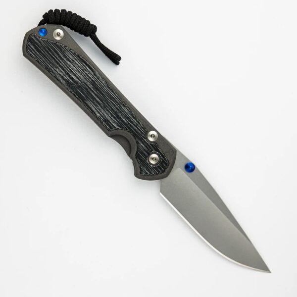 Large Sebenza 31 - Black Canvas Micarta Inlay - Drop Point CPM MagnaCut Blade - Blue Double Thumb Lugs