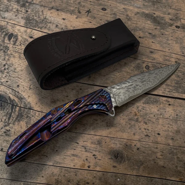 CPM® REX121 – Andrew Blacksmith San Mai Damascus EDC Folding Knife | Premium Handmade Everyday Carry Knife