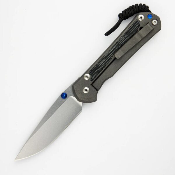 Large Sebenza 31 - Black Canvas Micarta Inlay - Drop Point CPM MagnaCut Blade - Blue Double Thumb Lugs