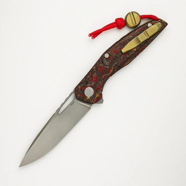 Shirogorov 111 Ignis – Elmax Blade Open View Shirogorov 111 Ignis folding knife open view showing stonewashed Elmax blade