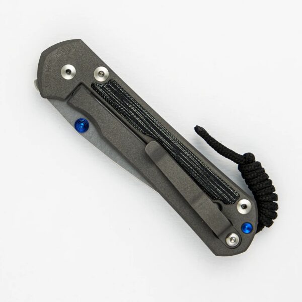 Large Sebenza 31 - Black Canvas Micarta Inlay - Drop Point CPM MagnaCut Blade - Blue Double Thumb Lugs