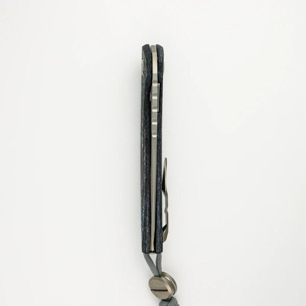 Shirogorov 111 Aerum – Elmax Blade Detail MRBS pivot and titanium lanyard bead detail on Shirogorov 111 Aerum knife