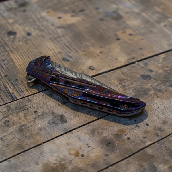 CPM® REX121 – Andrew Blacksmith San Mai Damascus EDC Folding Knife | Premium Handmade Everyday Carry Knife