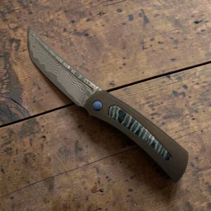 1 Seraphim Knives Yakuza Custom Folding Knife – Laminated Blade, Titanium & Mammoth Tusk Inlay