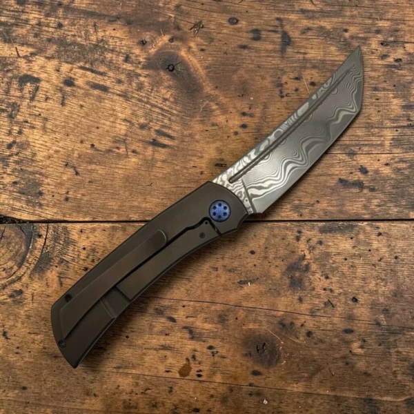2 Seraphim Knives Yakuza Custom Folding Knife – Laminated Blade, Titanium & Mammoth Tusk Inlay