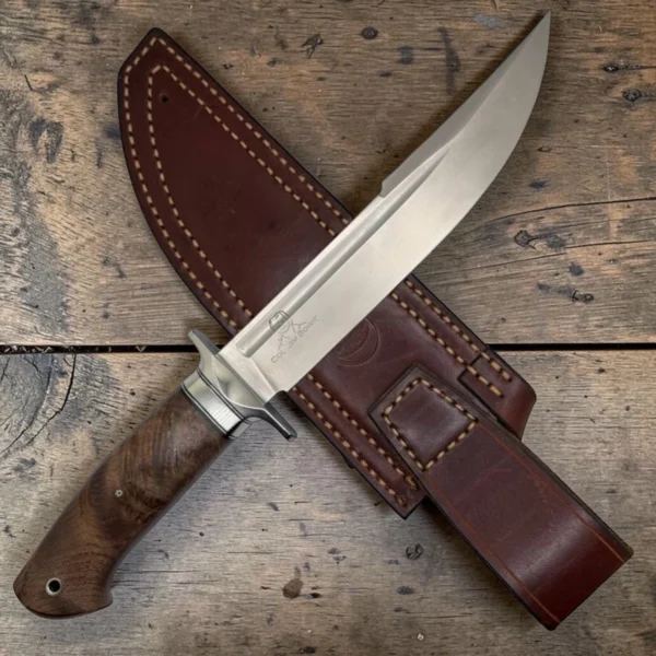 2 Dedyukhin Handmade Bowie Knife M398 Custom №2 – Full Tang Fixed Blade, Stabilized Wood Handle & Leather Sheath, USA-Market®