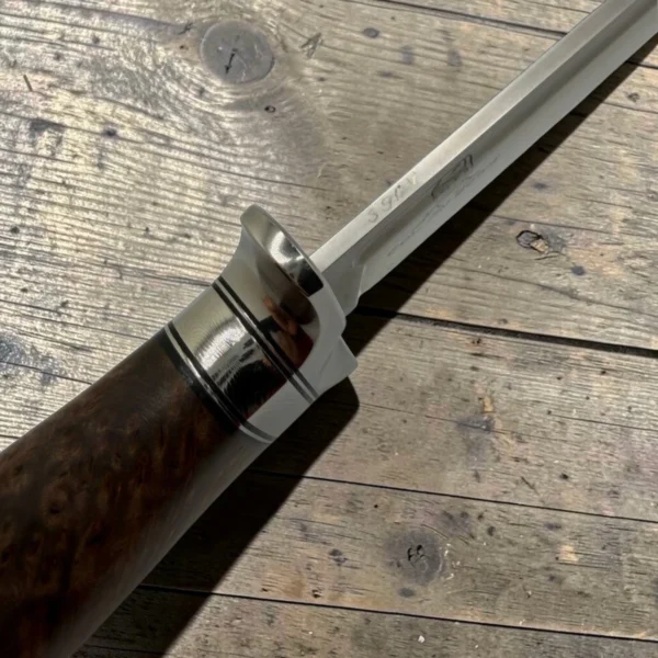 5 Dedyukhin Handmade Bowie Knife M398 Custom №2 – Full Tang Fixed Blade, Stabilized Wood Handle & Leather Sheath, USA-Market®