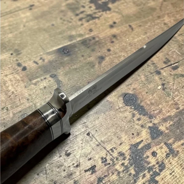 5 Dedyukhin Handmade Bowie Knife M398 Custom №1 – Full Tang Fixed Blade, Stabilized Wood Handle & Leather Sheath, USA-Market®