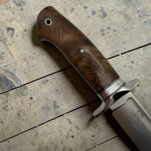 7 Dedyukhin Handmade Bowie Knife M398 Custom №2 – Full Tang Fixed Blade, Stabilized Wood Handle & Leather Sheath, USA-Market®