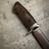 7 Dedyukhin Handmade Bowie Knife M398 Custom №1 – Full Tang Fixed Blade, Stabilized Wood Handle & Leather Sheath, USA-Market®