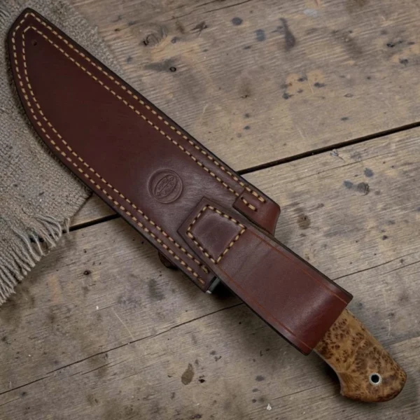 4 Dedyukhin Handmade Bowie Knife M398 Custom №3 – Full Tang Fixed Blade, Stabilized Wood Handle & Leather Sheath, USA-Market®